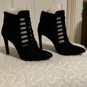 BCBGeneration cage black suede booties